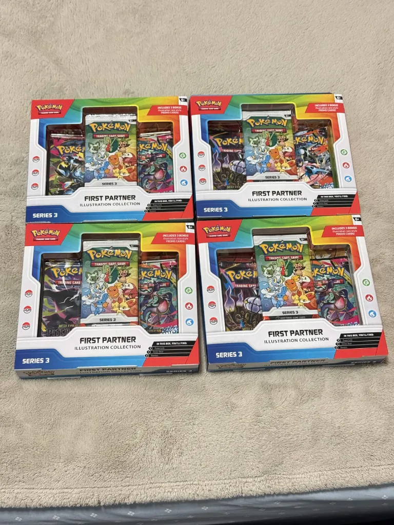 Four First Partner Illustration Collections secured by a PokéMafia member